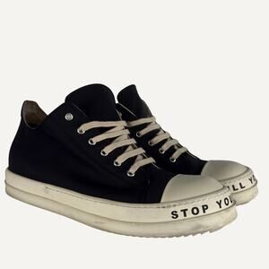 Rick Owens DRKSHDW EDFU Stop Your Breath Low Sneakers Black Milk Size EU 45